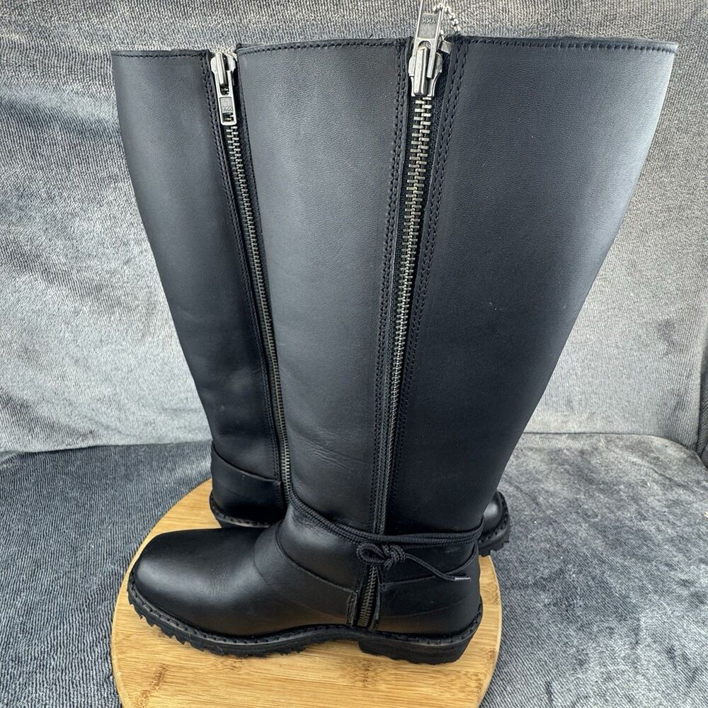 Savage Boots Leather Knee High Harness Lace Up Womens Size 9 Black Motorcycle - Picture 7 of 9